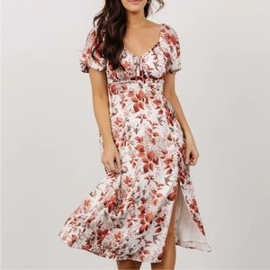 BALTIC BORN Cadence Midi Dress in Terracotta Floral NWT
